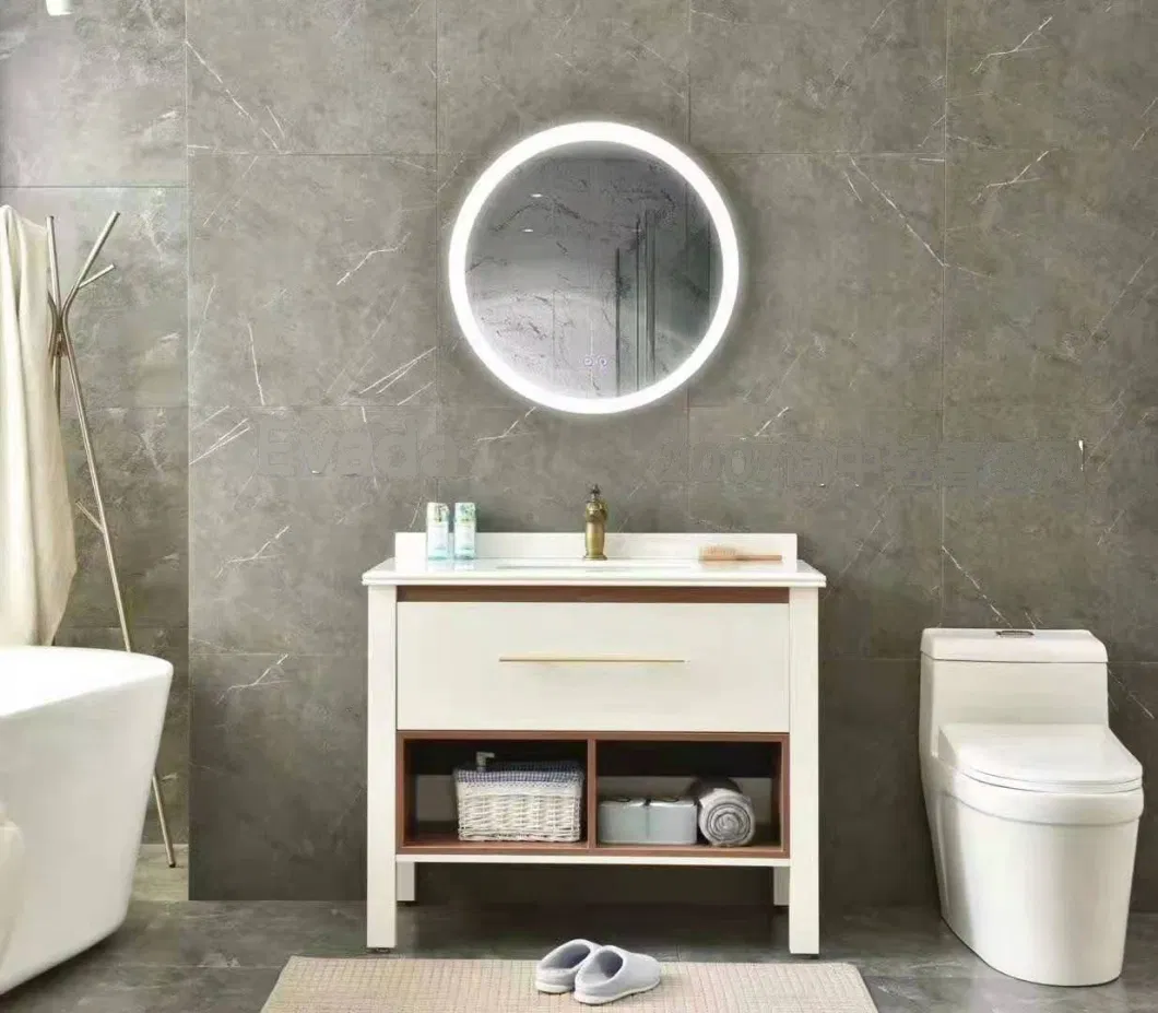 White Floor Standing Melamine Plywood Hotel Home Bathroom Vanity