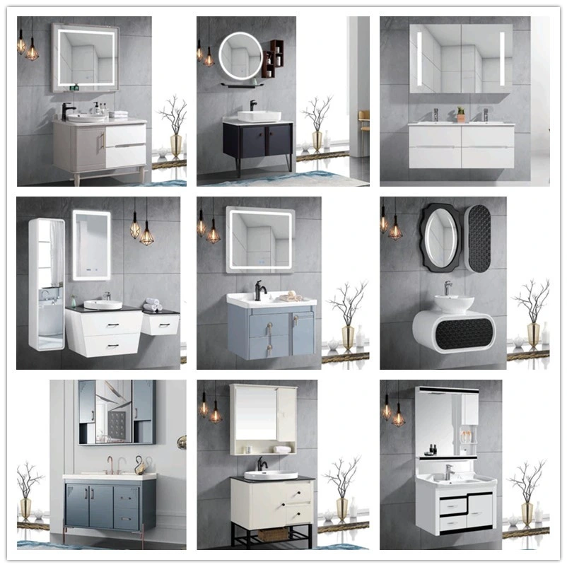 Modern Cheap Price Home Furniture PVC Toilet Vanities Bathroom Product Cabinet with Mirror