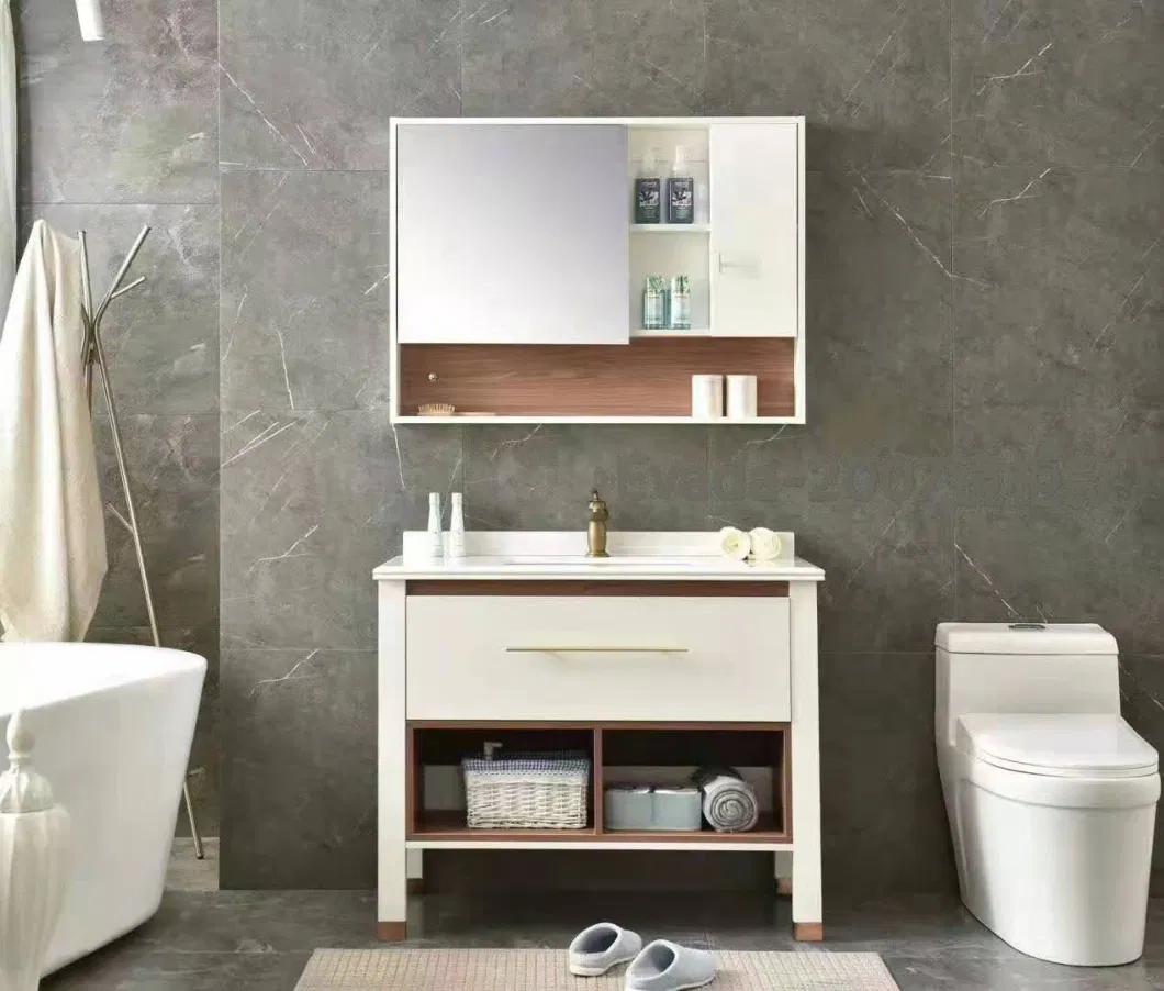 White Floor Standing Melamine Plywood Hotel Home Bathroom Vanity