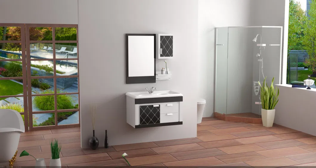 Wall Mounted Modern PVC Storage Hotel Wooden Bathroom Cabinet