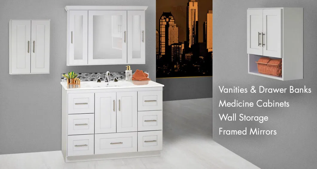 PA Bathroom Furniture Luxury Double Basin Vanity Sink PVC Storage Bathroom Cabinet