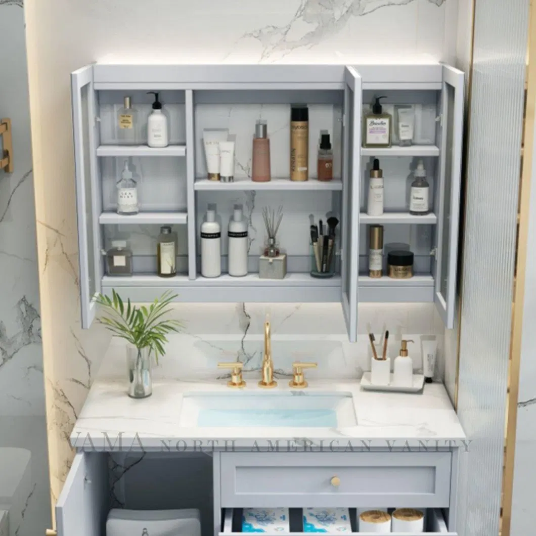 Vama Space Saver Melamine Wall Mounted Bathroom Vanity with Factory Price