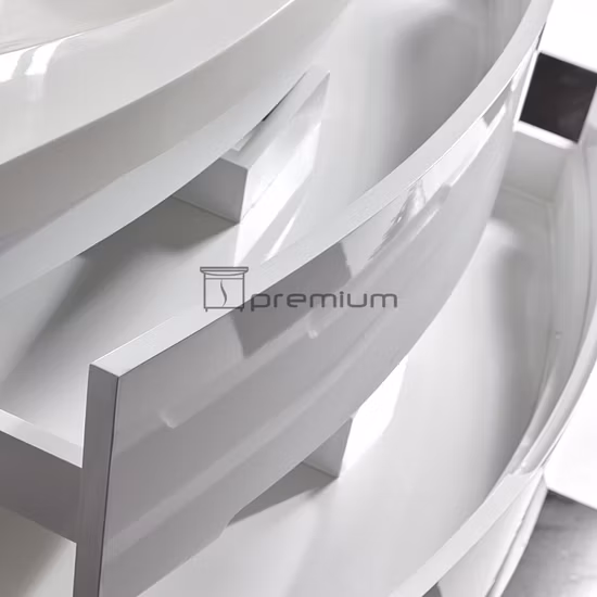 Resin Sink Modern Bathroom Wall Hung Lacquer Finish Cabinet Vanity with LED Mirror