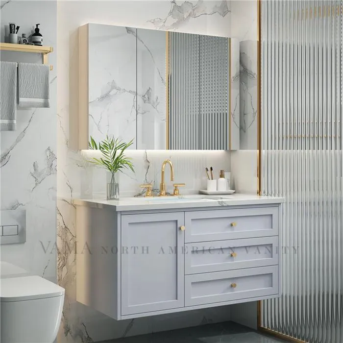 Vama Space Saver Melamine Wall Mounted Bathroom Vanity with Factory Price