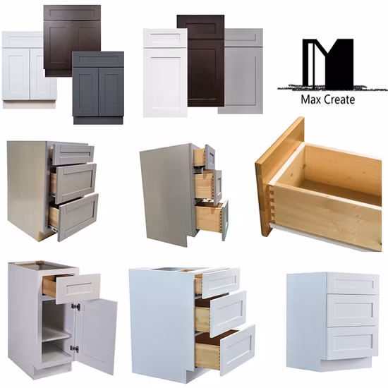 Classic Bathroom Double Sink Cabinet MDF Chipboard Soild Wood Material Standard Vanities Cabinets for North America