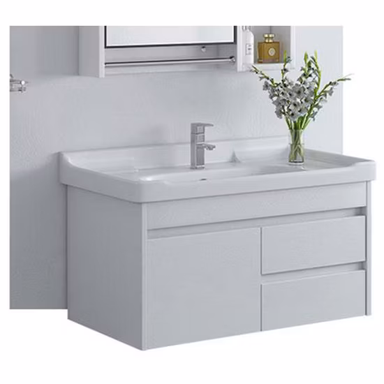 White Lacquer Wall Mounted Washbasin Cabinet Vanity Bathroom Modern