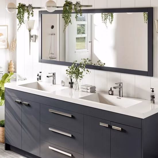 White Floor Standing Melamine Plywood Hotel Home Bathroom Vanity