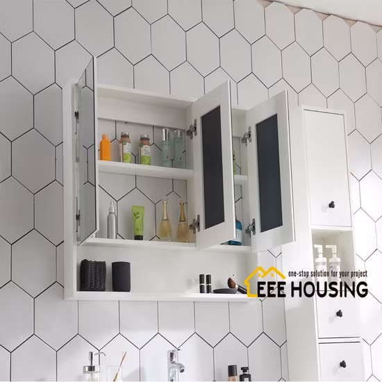 Modern Plywood Lacquer Painting Bathroom Vanity with Side Cabinet