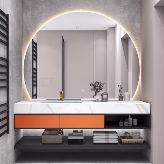 Melamine White Oak Color Low Cost Commercial 24 Inch Vanity Special Bathroom Vanity Single Sink